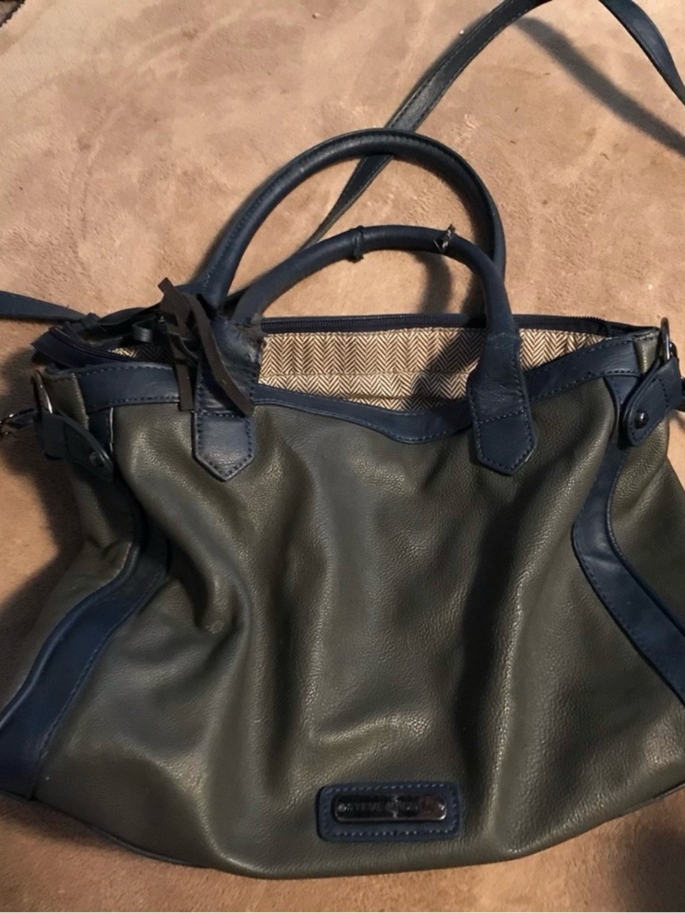 Steve Madden Gray and Navy Satchel Purse